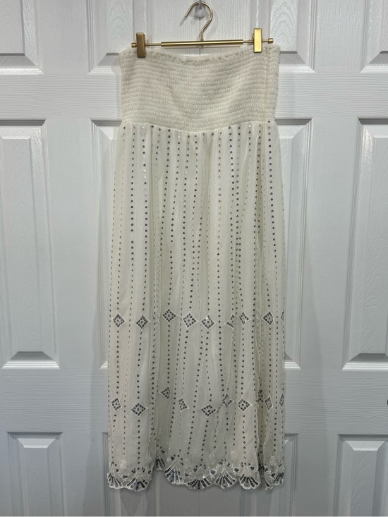 Free People Dresses & Skirts - 🫧💿 Free People White Maxi Midi Dress OR Skirt with Silver Embellishment 💿🫧